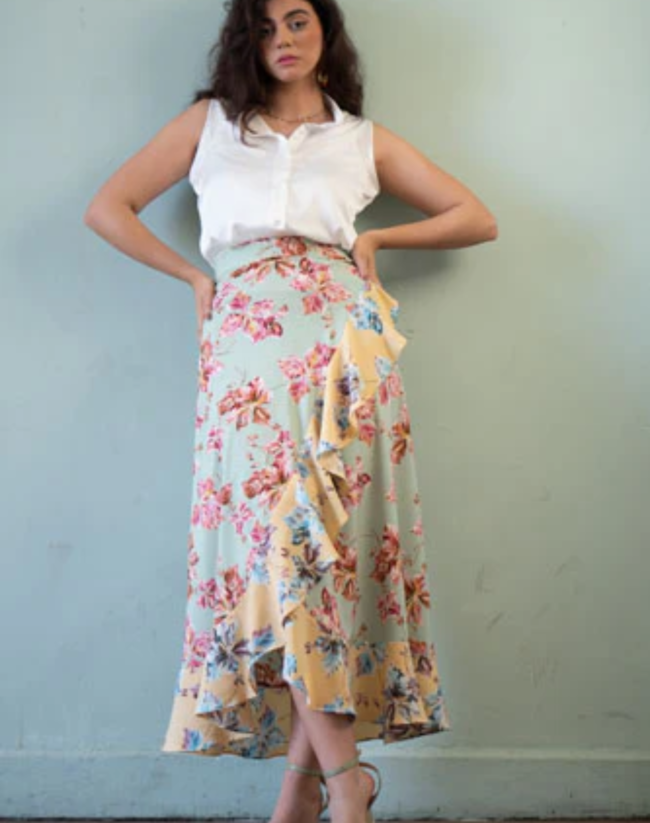 Pistachio Ruffled Wrap Skirt - Image 2
