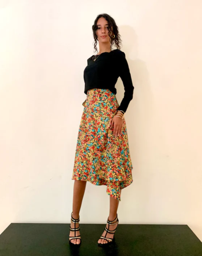 Pastel Floral Wrap Skirt - Image 2