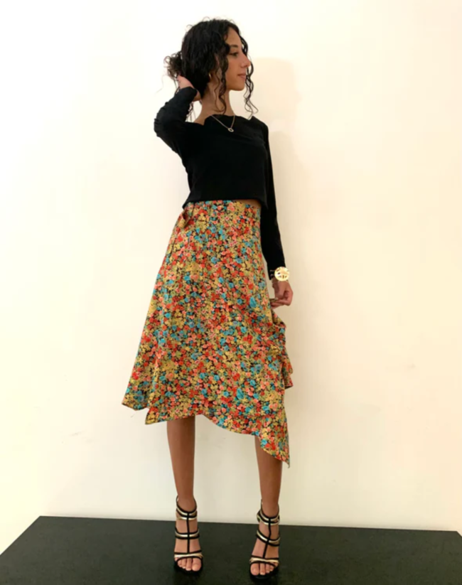 Pastel Floral Wrap Skirt - Image 3