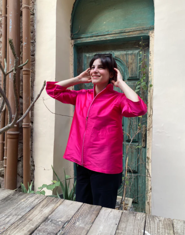 Fuschia Taffeta Kimono - Image 5