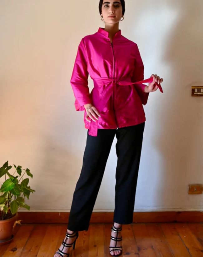 Fuschia Taffeta Kimono - Image 3