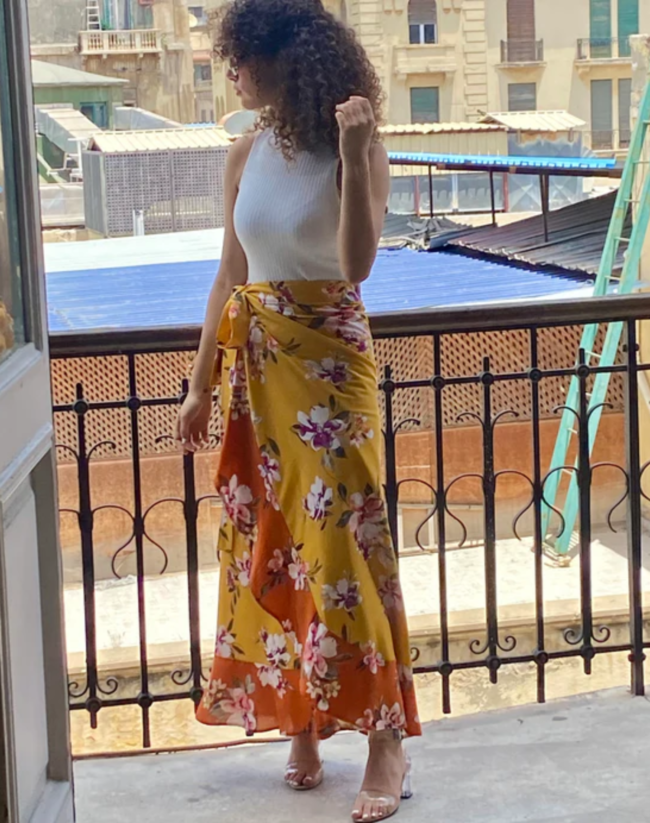 Orange Ruffled Wrap Skirt - Image 2