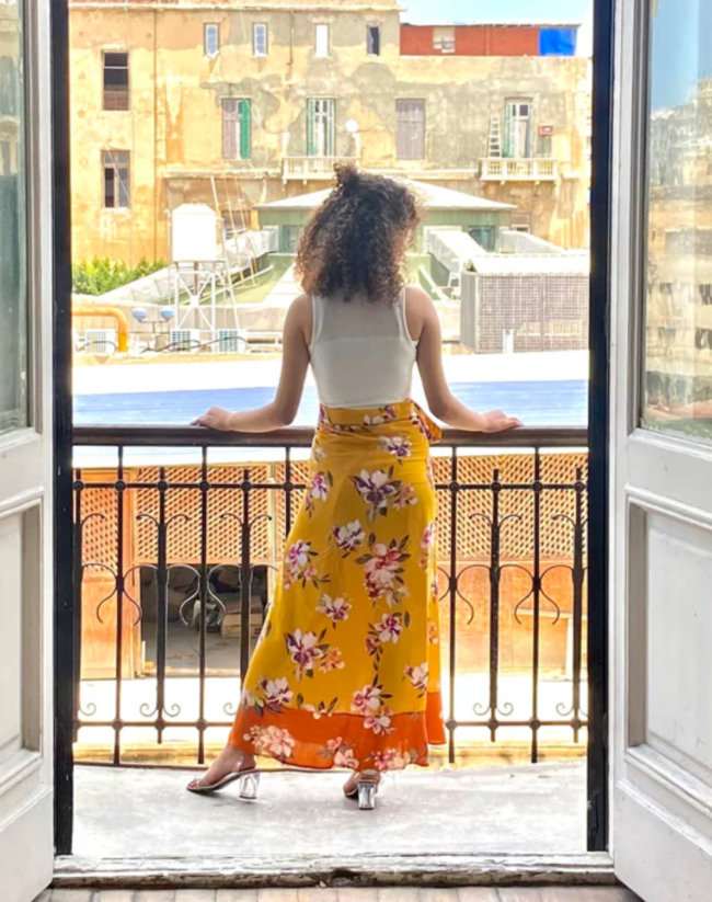 Orange Ruffled Wrap Skirt - Image 3